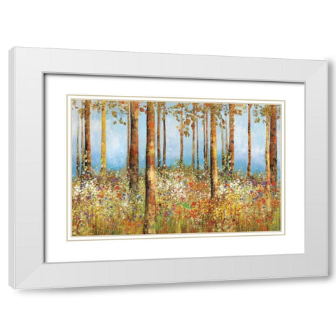 Field of Flowers White Modern Wood Framed Art Print with Double Matting by PI Studio