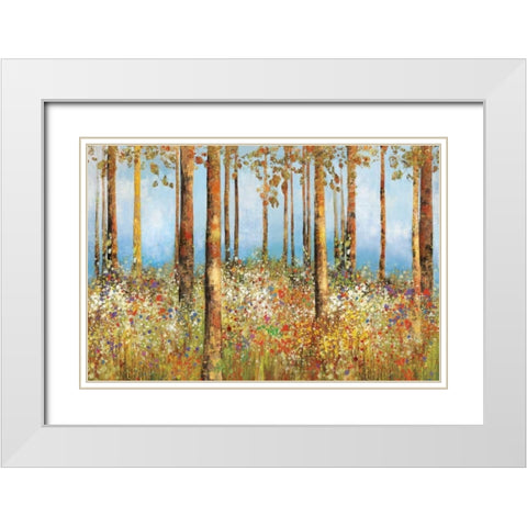 Field of Flowers White Modern Wood Framed Art Print with Double Matting by PI Studio