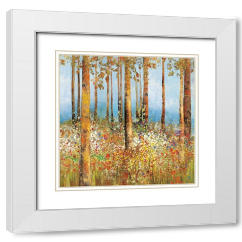 Field of Flowers I White Modern Wood Framed Art Print with Double Matting by PI Studio