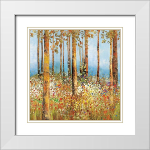 Field of Flowers I White Modern Wood Framed Art Print with Double Matting by PI Studio