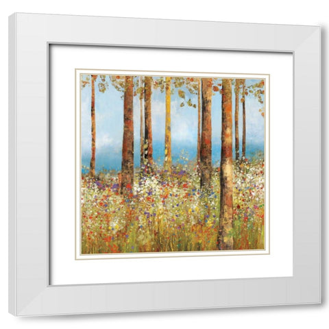 Field of Flowers  II White Modern Wood Framed Art Print with Double Matting by PI Studio