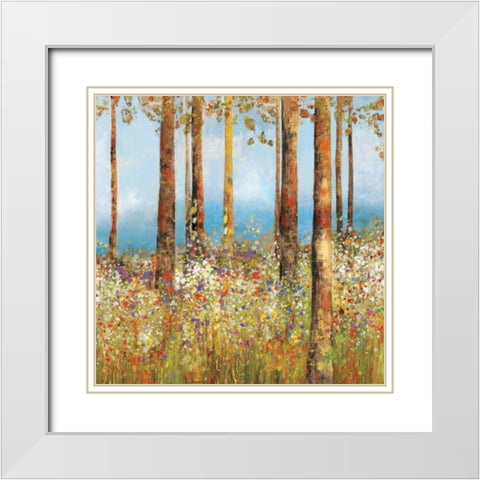 Field of Flowers  II White Modern Wood Framed Art Print with Double Matting by PI Studio