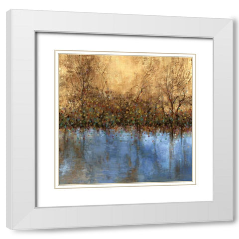 Indigo Landscape White Modern Wood Framed Art Print with Double Matting by PI Studio