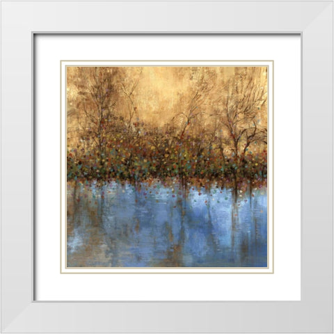 Indigo Landscape White Modern Wood Framed Art Print with Double Matting by PI Studio