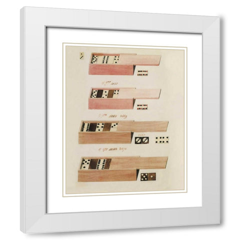 Dominoes White Modern Wood Framed Art Print with Double Matting by PI Studio