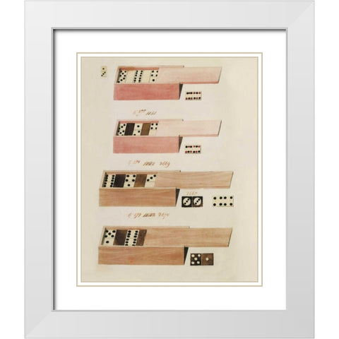 Dominoes White Modern Wood Framed Art Print with Double Matting by PI Studio