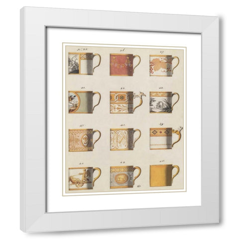 Teacups I White Modern Wood Framed Art Print with Double Matting by PI Studio