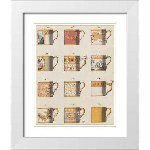 Teacups I White Modern Wood Framed Art Print with Double Matting by PI Studio