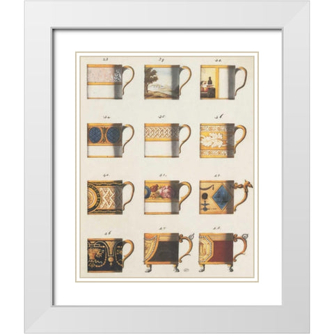 Teacups II White Modern Wood Framed Art Print with Double Matting by PI Studio