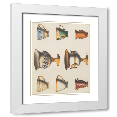 Assorted Vessels I White Modern Wood Framed Art Print with Double Matting by PI Studio