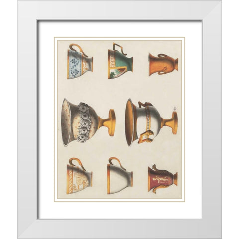 Assorted Vessels I White Modern Wood Framed Art Print with Double Matting by PI Studio