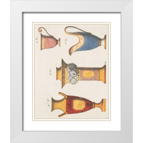 Assorted Vessels II White Modern Wood Framed Art Print with Double Matting by PI Studio