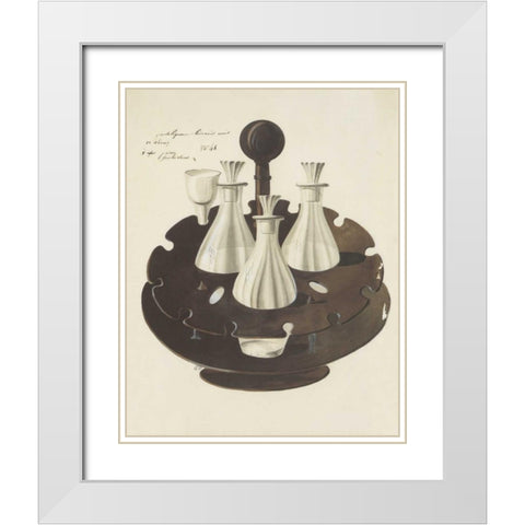 Carafes II White Modern Wood Framed Art Print with Double Matting by PI Studio