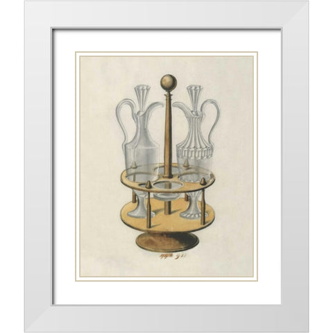 Carafes V White Modern Wood Framed Art Print with Double Matting by PI Studio