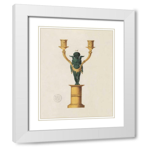 Cherub Candelabra White Modern Wood Framed Art Print with Double Matting by PI Studio