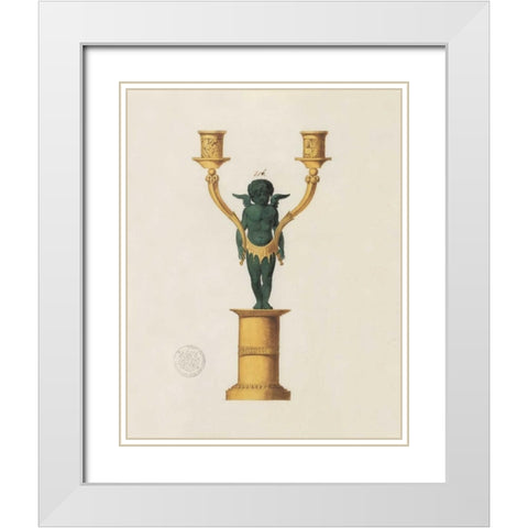 Cherub Candelabra White Modern Wood Framed Art Print with Double Matting by PI Studio