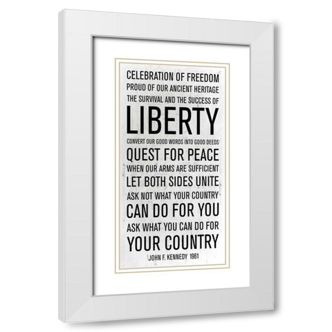 JFK speech White Modern Wood Framed Art Print with Double Matting by PI Studio