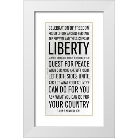 JFK speech White Modern Wood Framed Art Print with Double Matting by PI Studio