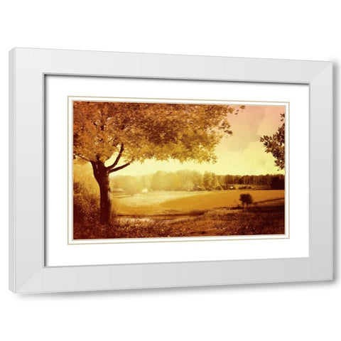 Golden Country White Modern Wood Framed Art Print with Double Matting by PI Studio