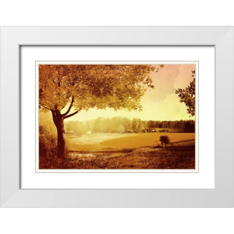 Golden Country White Modern Wood Framed Art Print with Double Matting by PI Studio