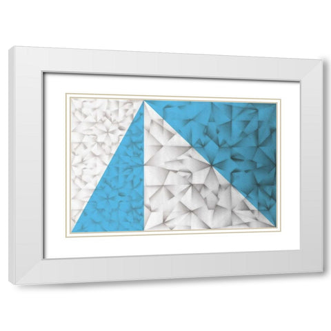 Triangles Squared White Modern Wood Framed Art Print with Double Matting by PI Studio