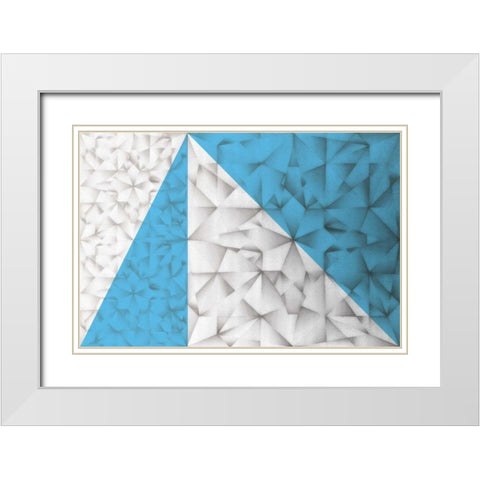 Triangles Squared White Modern Wood Framed Art Print with Double Matting by PI Studio