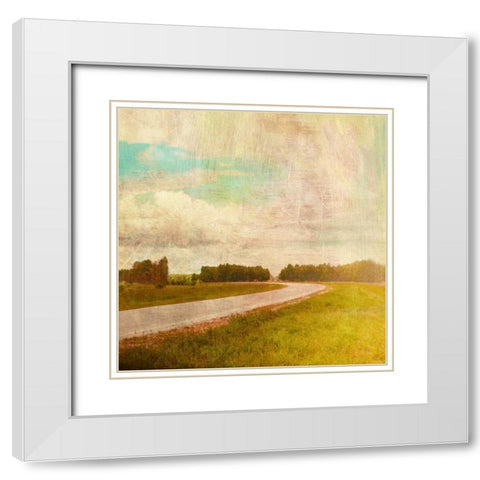 Vintage Road White Modern Wood Framed Art Print with Double Matting by PI Studio