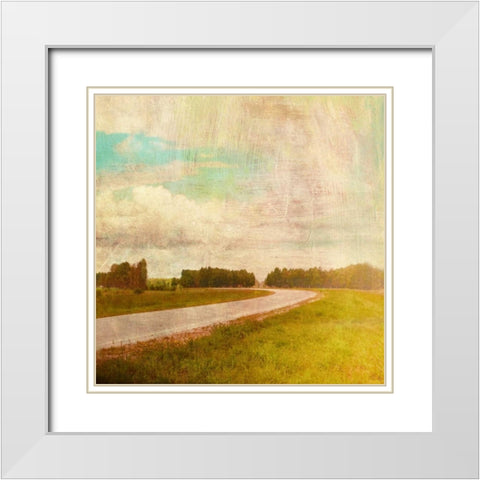 Vintage Road White Modern Wood Framed Art Print with Double Matting by PI Studio