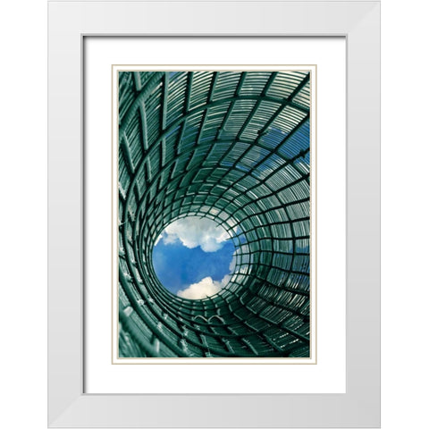 Vertigo White Modern Wood Framed Art Print with Double Matting by PI Studio