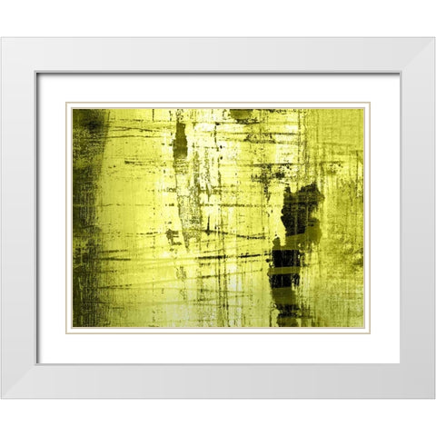 VERT LIME White Modern Wood Framed Art Print with Double Matting by PI Studio