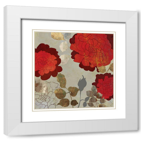 Rosa I White Modern Wood Framed Art Print with Double Matting by PI Studio