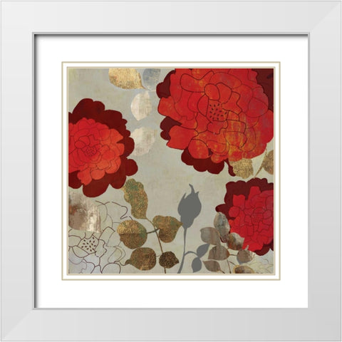 Rosa I White Modern Wood Framed Art Print with Double Matting by PI Studio