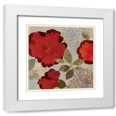 Rosa II White Modern Wood Framed Art Print with Double Matting by PI Studio