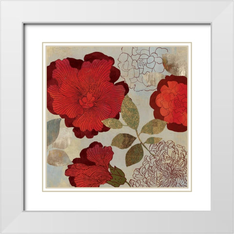 Rosa II White Modern Wood Framed Art Print with Double Matting by PI Studio