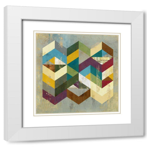 Geometrics I White Modern Wood Framed Art Print with Double Matting by PI Studio