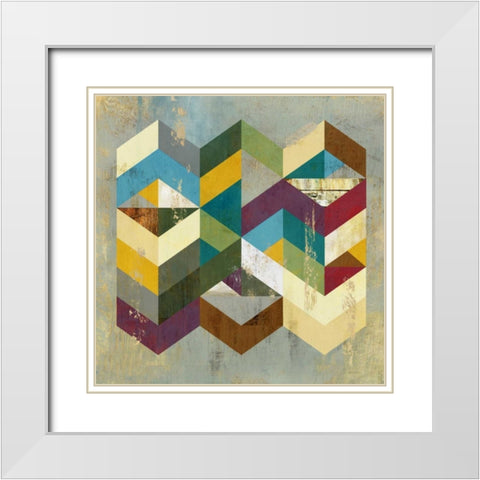 Geometrics I White Modern Wood Framed Art Print with Double Matting by PI Studio