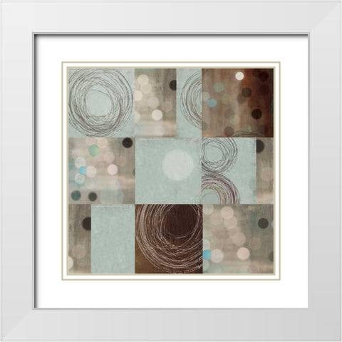 Dots and Swirls White Modern Wood Framed Art Print with Double Matting by PI Studio