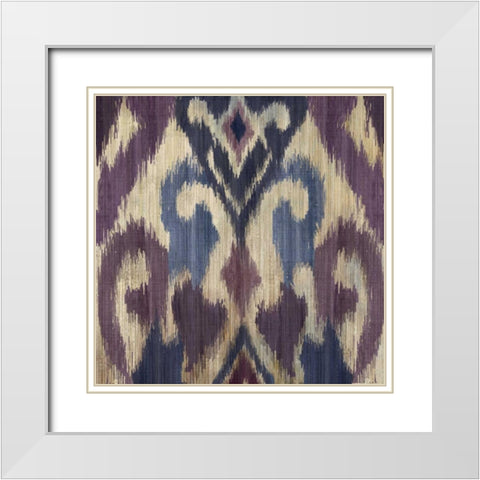 Traveller Ikat White Modern Wood Framed Art Print with Double Matting by PI Studio