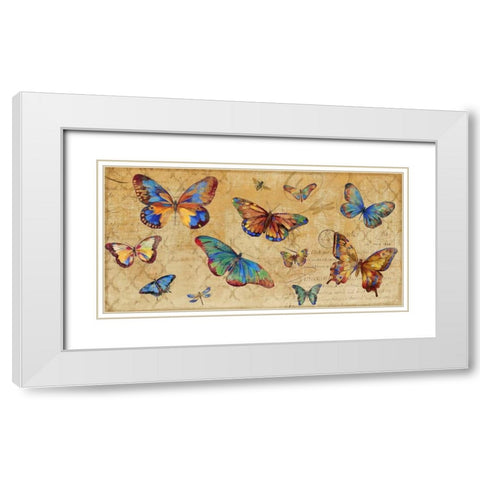 Butterflies in Flight White Modern Wood Framed Art Print with Double Matting by PI Studio