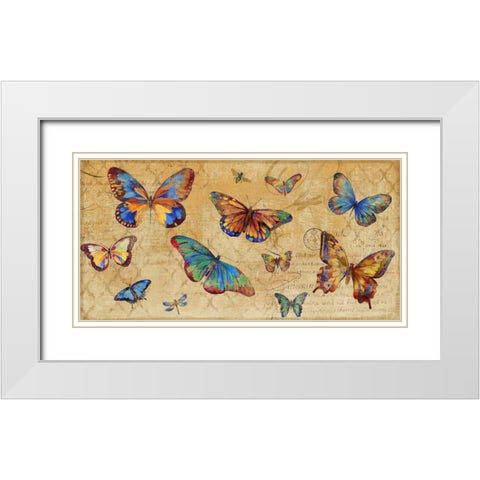 Butterflies in Flight White Modern Wood Framed Art Print with Double Matting by PI Studio