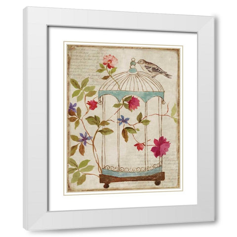 Birds Escape White Modern Wood Framed Art Print with Double Matting by PI Studio