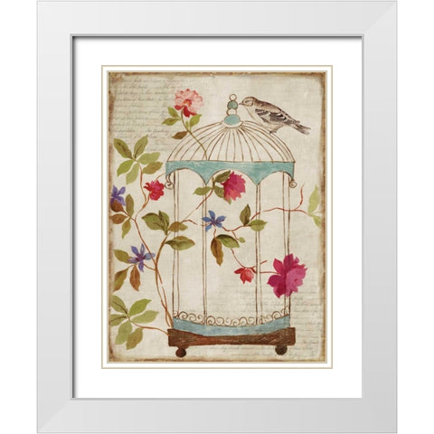 Birds Escape White Modern Wood Framed Art Print with Double Matting by PI Studio