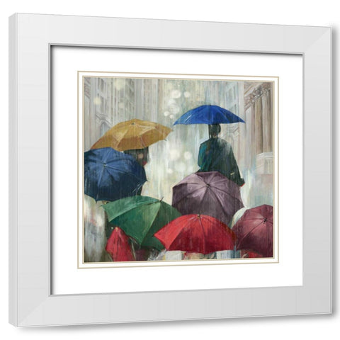 Downpour White Modern Wood Framed Art Print with Double Matting by PI Studio