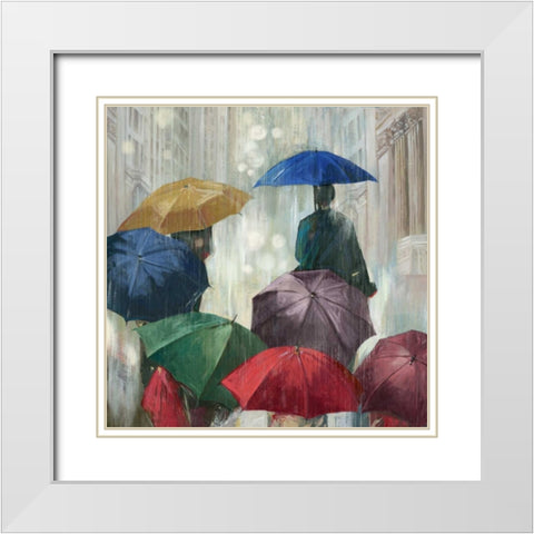 Downpour White Modern Wood Framed Art Print with Double Matting by PI Studio