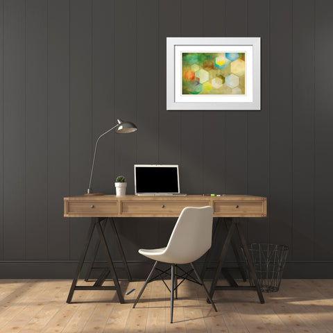 Honeycomb II White Modern Wood Framed Art Print with Double Matting by PI Studio