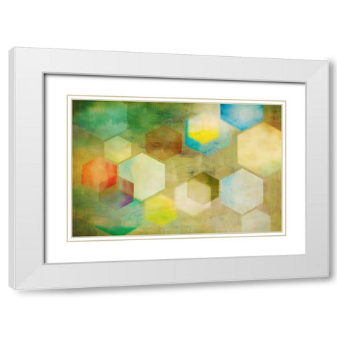 Honeycomb II White Modern Wood Framed Art Print with Double Matting by PI Studio