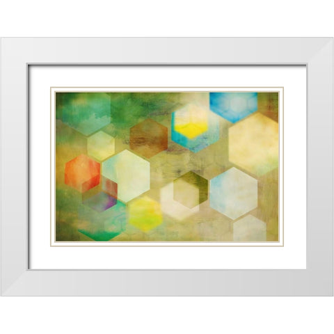 Honeycomb II White Modern Wood Framed Art Print with Double Matting by PI Studio