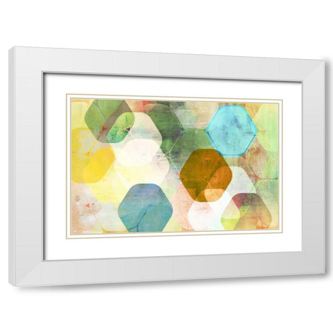 Rounded Hexagon I White Modern Wood Framed Art Print with Double Matting by PI Studio