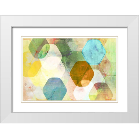 Rounded Hexagon I White Modern Wood Framed Art Print with Double Matting by PI Studio