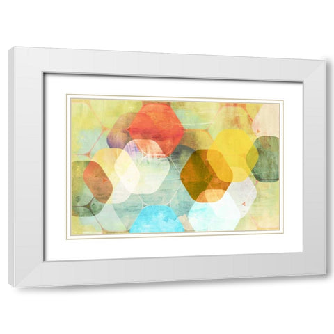 Rounded Hexagon II White Modern Wood Framed Art Print with Double Matting by PI Studio